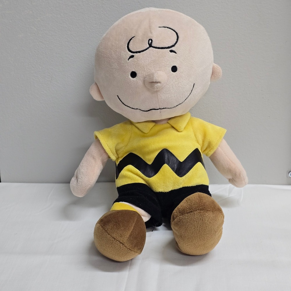 Kohls Cares Charlie Brown Plush Kids 14in Yellow Zigzag Shirt Peanuts Toy